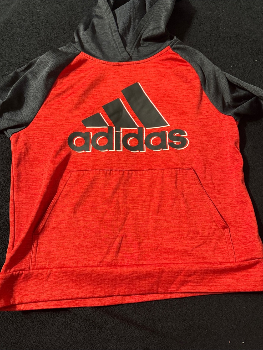 adidas Red and Black Kids Hooded Sweatshirt